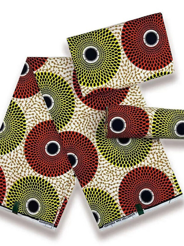 HO Classic African Wax Print Wrapper – Red & Lime Sunburst